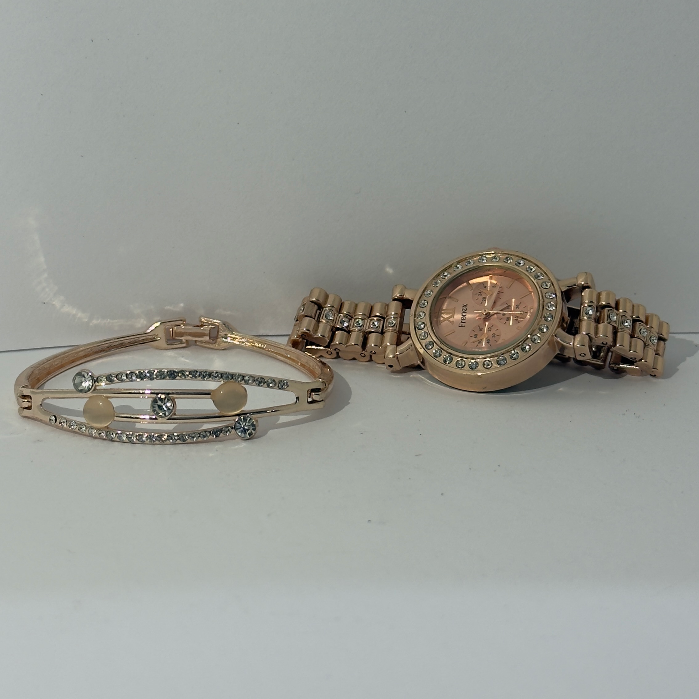 Golden Watch & Bracelet For Women