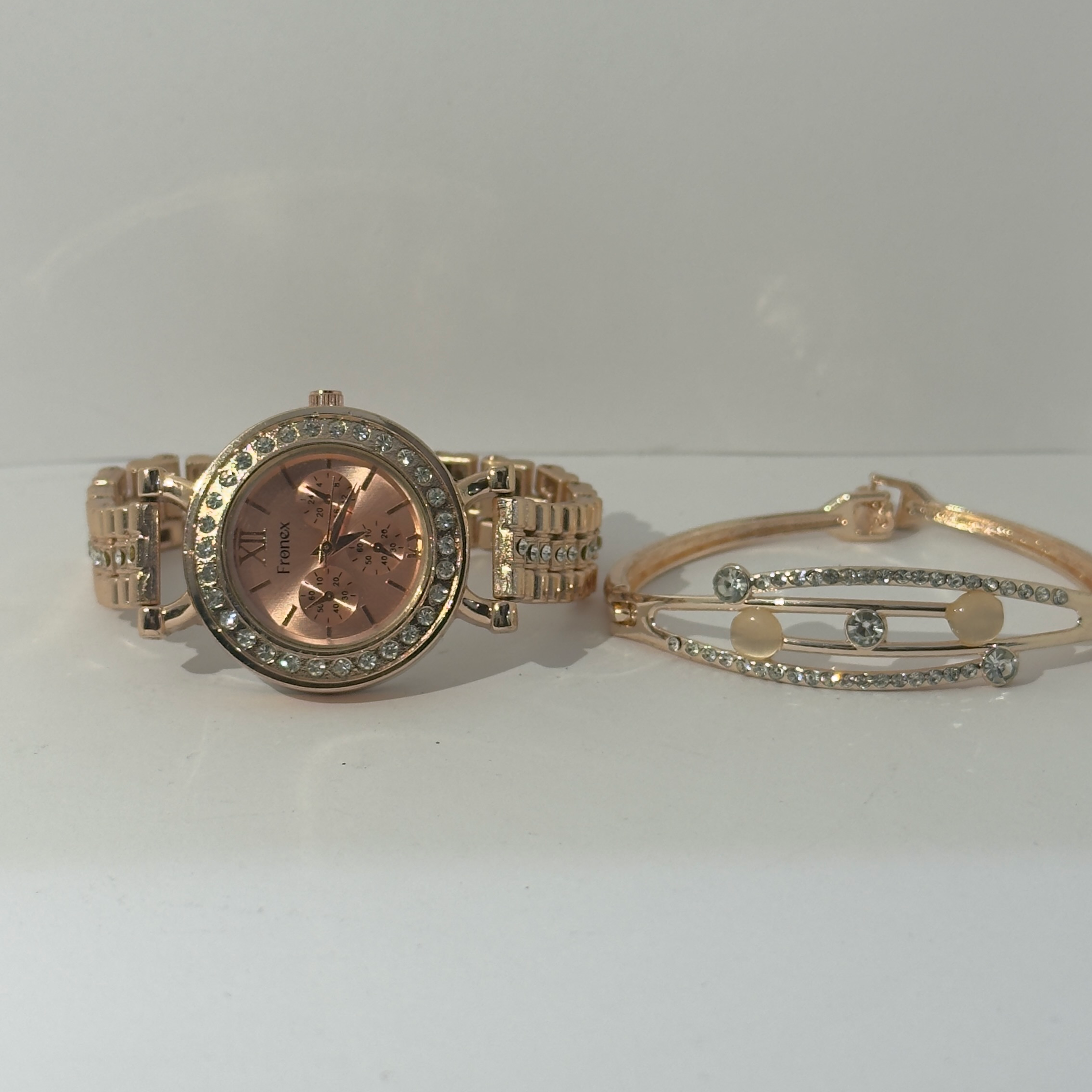 Golden Watch & Bracelet For Women